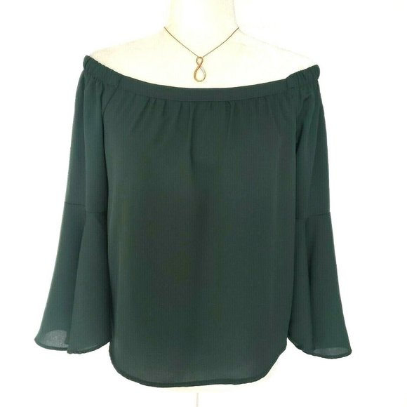 Haute Monde Tops - Haute Monde Off The Shoulder Forest Green Blouse M